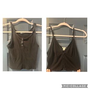 2Pack Black Crop Tank Top Bundle - size large